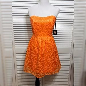 Strapless Neon Orange Dress